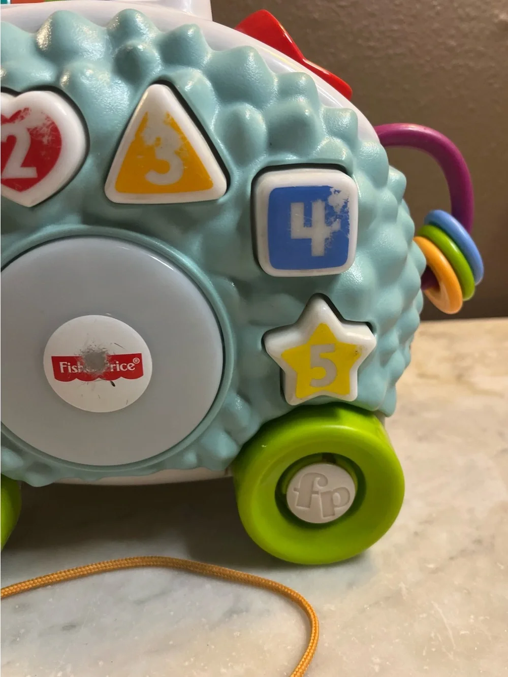 Fisher-Price Light Blue Pull-Along Learning Sheep with Green Wheels